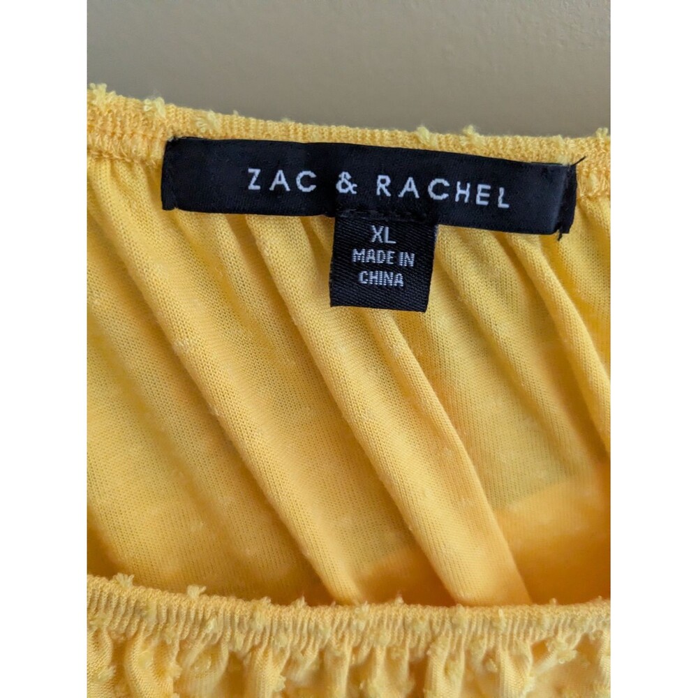 Zac And Rachel Sunny Yellow Tie-Front Flutter Sleeve Blouse XL - Picture 2 of 8